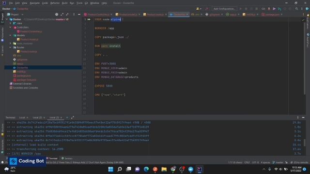 How to dockerize nodejs and mongodb application | push docker image to docker hub ? with source cod