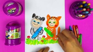 Рисуем друзей и РАДУГУ - обзор Масляных мелков