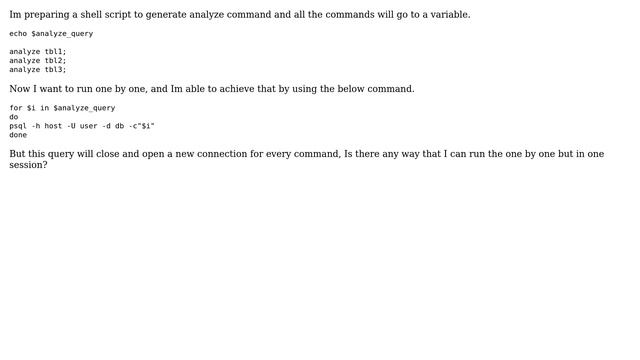 Shell script - psql run multiple statements from a variable one by one in one transaction смотреть онлайн