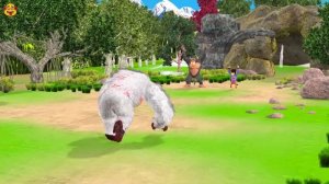 Funny monkey Escape From  Maze Game Monkey Collecting Fruits Giant Gorilla Vs Giant Wolf