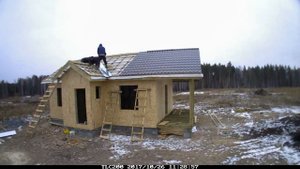 Каркасный дом 9х6 м. с террасой 2х6 м. Часть3: Монтаж OSB, кровли, окон и дверей