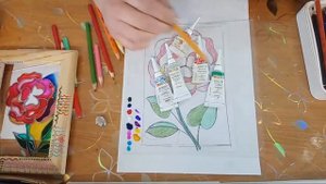 Как нарисовать цветок розу на стекле. Витраж. Запись прямого эфира.