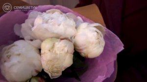 Букет из 5 белых пионов