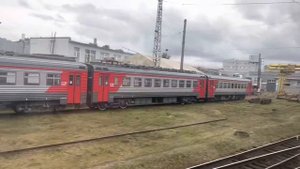 Проследование электродепо ТЧ-15 ОктЖД.Электропоезд ЭР2К - 980 "Лахта" (из окна электропоезда)
