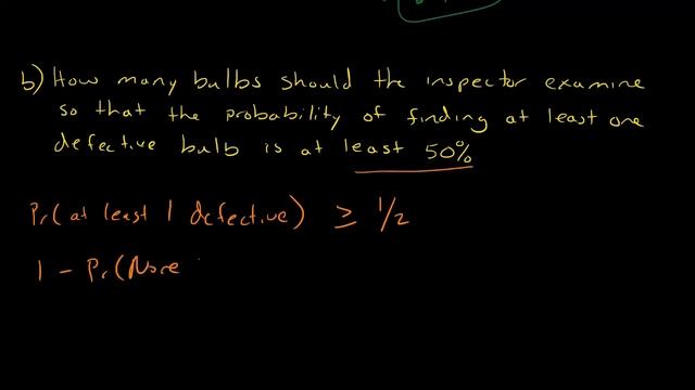 Probability of finding a defective light bulb and how many should we sample to find defective bulb смотреть онлайн