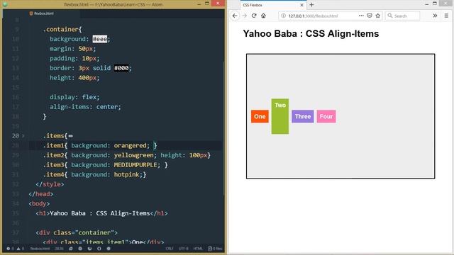 CSS Flexbox  Align-Items Tutorial in Hindi / Urdu