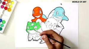 Pokemon drawing step by step | How to draw Pikachu, Bulbasaur, squirtle, charmander