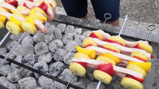 БЕКОН С ОВОЩАМИ НА БАРБЕКЮ САМЫЙ ЛУЧШИЙ  ШАШЛЫК НА ШПАЖКАХ ИЛИ ШАМПУРАХ