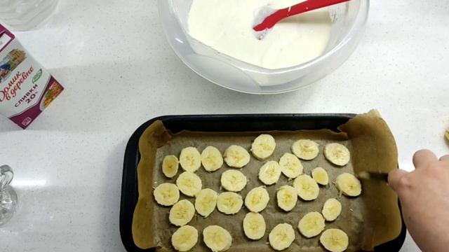 Обалденный Манник на сливках с творогом и бананом