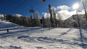 Красная поляна. ГЛК Роза Хутор. Трасса Панорама полный проезд. 10.01.2024