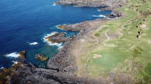 Playa de las Arenas beach at Buenavista del Norte in Tenerife, Spain. Aerial video