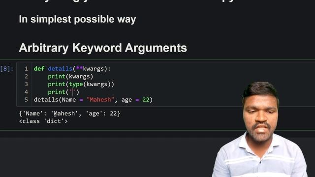 Python Function: Arbitrary keyword Parameters (**args) | keyword variable length arguments