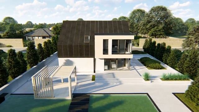 Z408 Cовременный проект дома с двускатной крышей и просторными большими мансардными окнами смотреть онлайн