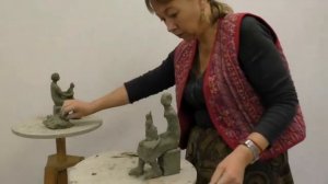 2.  Мастер класс по скульптуре. «Девушка с кошкой».