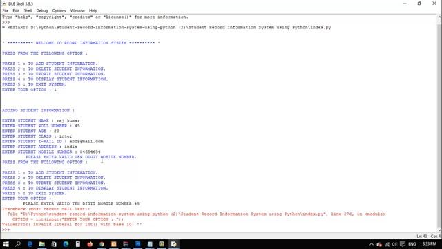 ? Student Management System in Python With Source Code | Free Project download