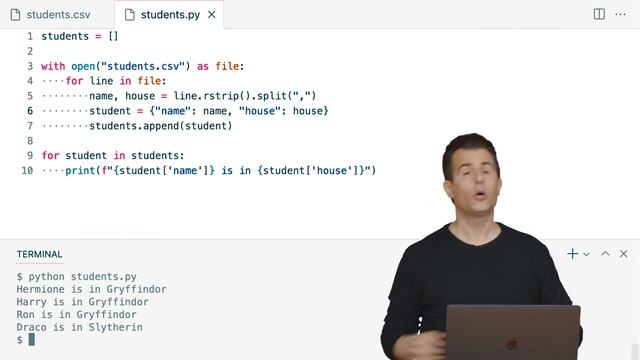 Lecture 7 :  File input and output in python by Harvard University @cs50