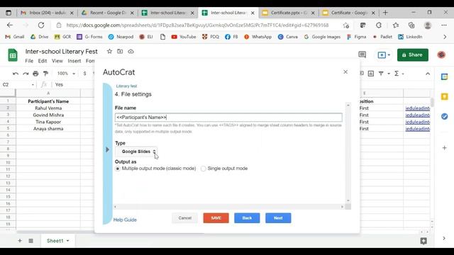 Generate Certificates with Multiple Variables in Bulk and send to personalised Emails.