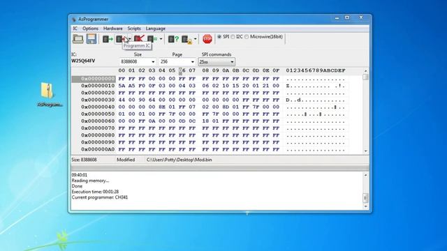Programming an eeprom with CH431A and Asprogrammer