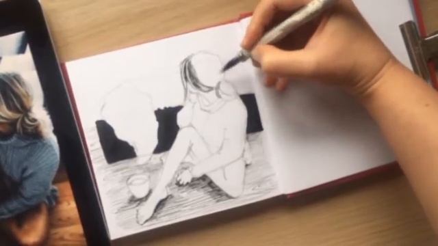Чернильный марафон. Четвертый урок: как рисовать прическу, дерево и ткань. Запись прямого эфира. смотреть онлайн
