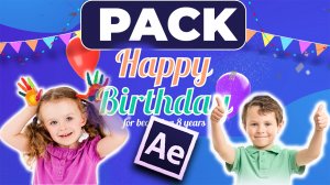 Сборник для создания детского слайд-шоу Happy Birthday Pack Black Green Screen Animation Video