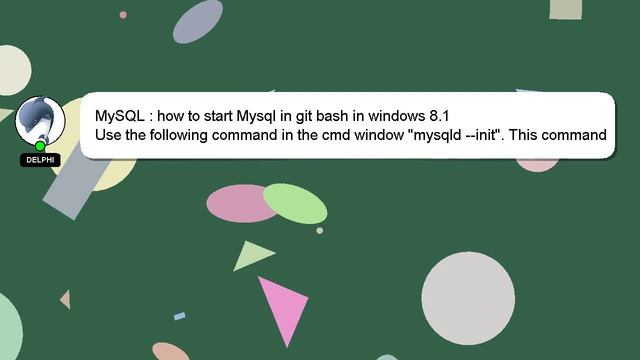 MySQL : how to start Mysql in git bash in windows 8.1