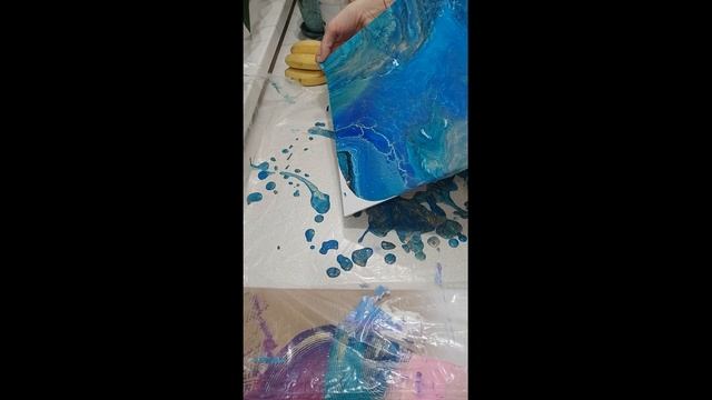 Картина акрилом. Техника ФлюидАрт. Заливаем эпоксидной смолой.