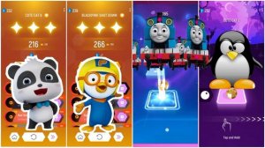 Baby bus vs pororo vs thomas vs pinguin - Tiles hop EDM Rush hits songs