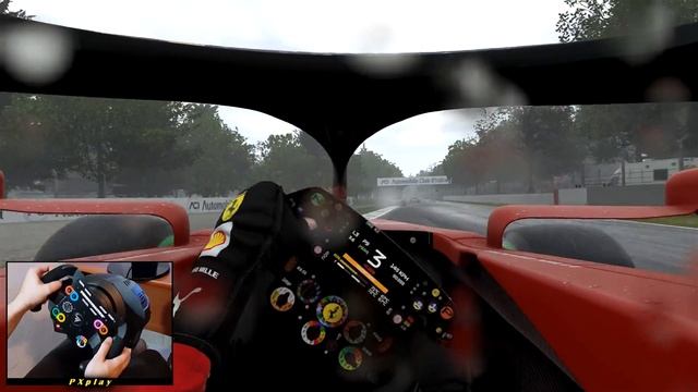 F1 2021 - Realistic COCKPIT + NO HUD | Ferrari Monza Wet Race with Thrustmaster T300
