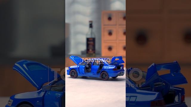 Tomtomo Mitsubishi Lancer Evolution IX Blue Diecast Miniatur Mobil Mobilan JDM Unboxing Mainan Anak