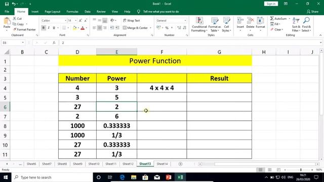 Lecture - 166 : Excel : MOD, POWER and PI function in excel