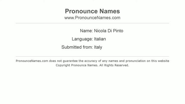 How to pronounce Nicola Di Pinto (Italian/Italy) - PronounceNames.com смотреть онлайн