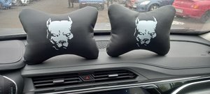 Автомобильные подушки под шею с принтом "Питбуль"
