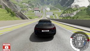 BeamNG Drive Прыжок в длину на автомобиле! (Audi E-Tron GT) Мод патруль!