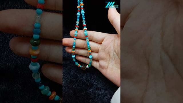 Natural turquoise and  jasper roundle beads with Citrine Prehnite Larimar  Apatite coral necklace03