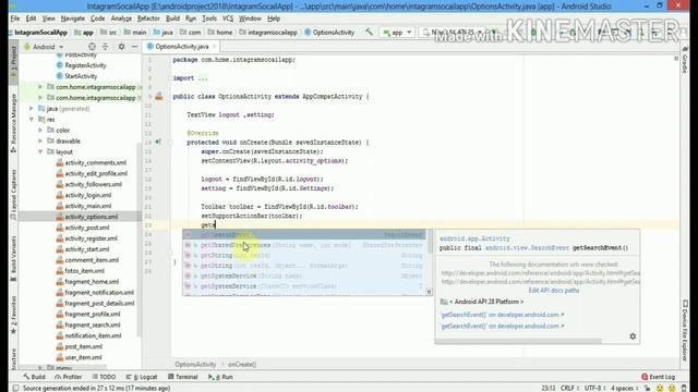Instagram App Development part 21(Logout functions & progressbar).#androiddeveloper#firebasedatabas