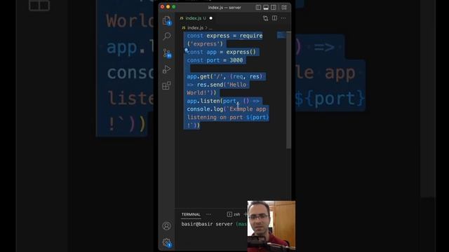 Create web server in a second #short #nodejs #vscode #express