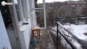 Остекление "П-образного" теплого балкона снизу доверху, в панельной девятиэтажке.