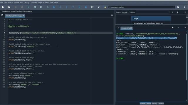 Python Data Type (How to define dictionary in python). Pulkit Pedia!