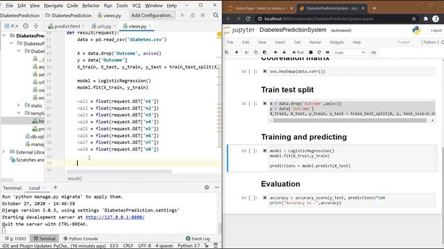 Django project on Machine learning| Diabetes Prediction System |Part 6| Linking ML code with websit