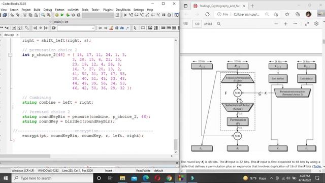 Single round of DES code implementation by C++
