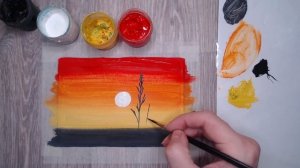 Рисуем очень простой закат с травой. Правополушарное рисование