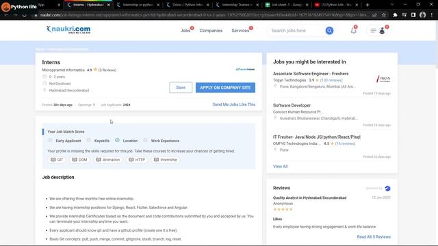 Python Internship | Freshers can Apply | Software Jobs | Intern