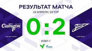 ЮФЛ-1. Мастер-Сатурн - СШОР Зенит. 22-й тур. Обзор