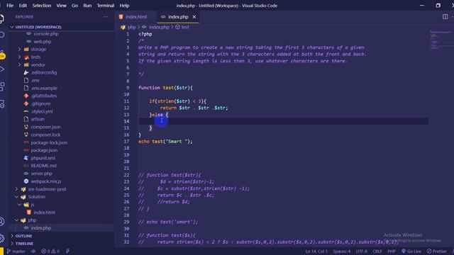 PHP - Exercises, Practice, Solution 07 first 3 char show font and back