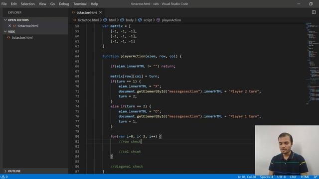 Tic tac toe game: Determine wining using HTML/Javascript | *Easiest Way*