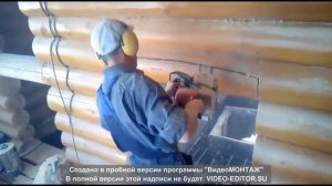 Проем под печку с затесками в бане