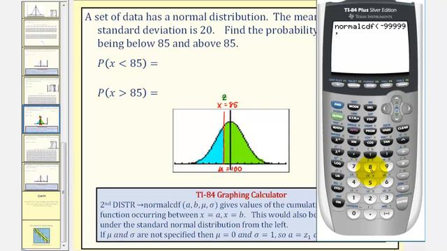Normal Distribution:  Find Probability of Data Values Using the TI84 смотреть онлайн
