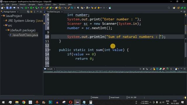 Java Program #35 - Find Sum of Natural Numbers using Recursion in Java
