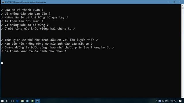 Thanh Xuân - DaLAB Lyric .Ver cmd Python (Cùng học python) смотреть онлайн