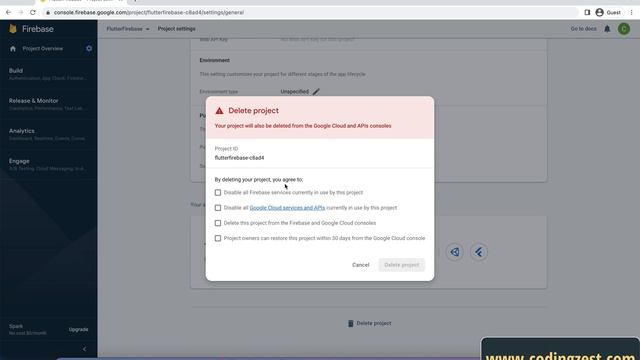 How to Delete a Project From Firebase in 1 Minute | Deleting a Firebase Project 2022